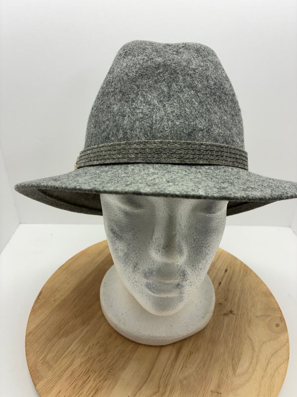 Gray Wool Felt Fedora Hat Size Large
